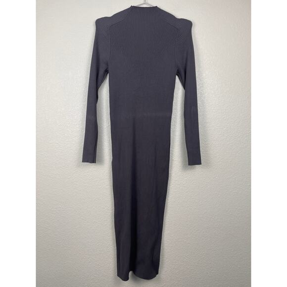 Aritzia Wilfred Alchemy Ribbed Dress Peppercorn Grey Large Knitted Cozy Chic - Picture 5 of 16